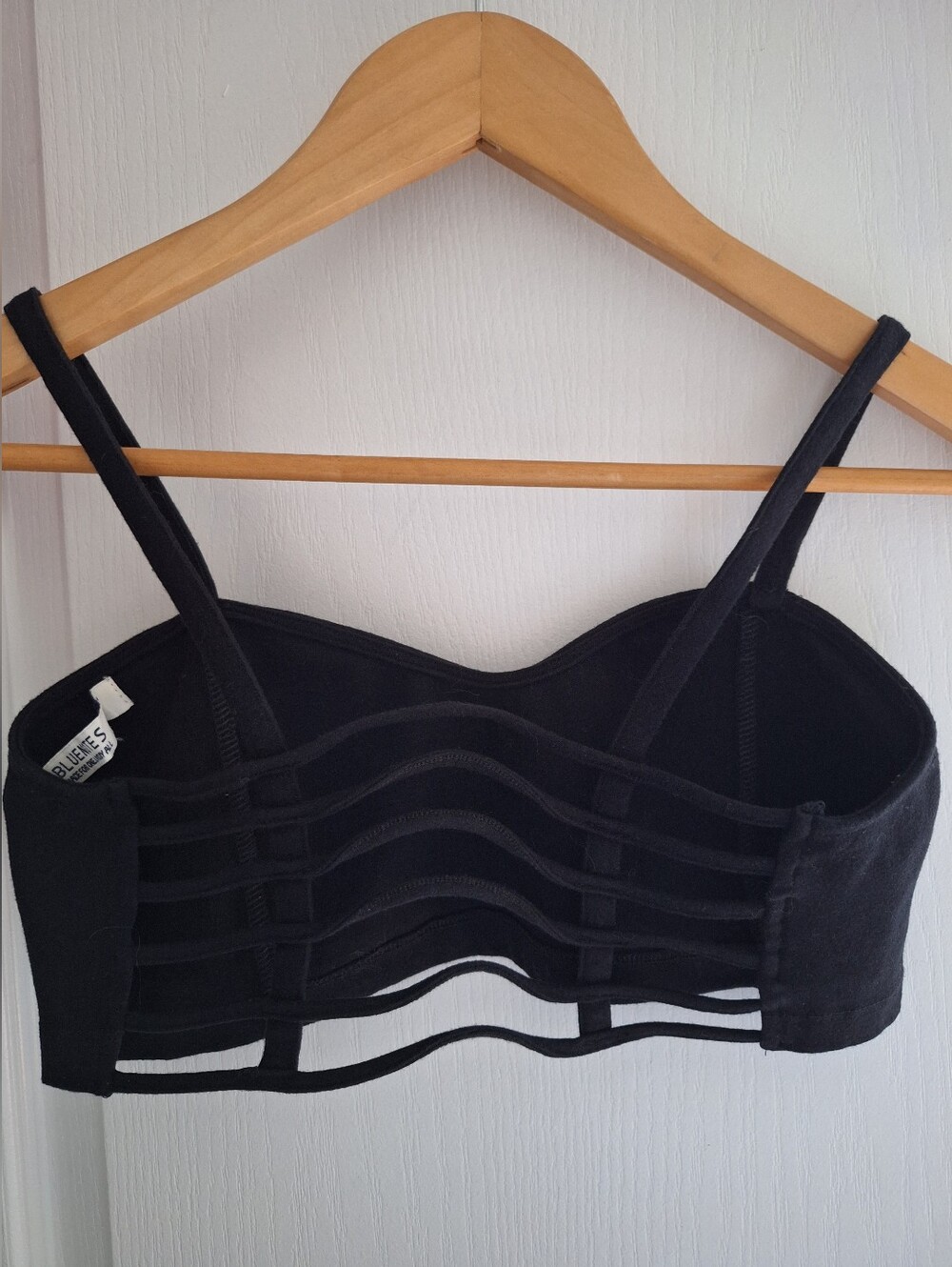 Bluenotes Black Strappy Bra Bralette Crop Top With Caged Back M